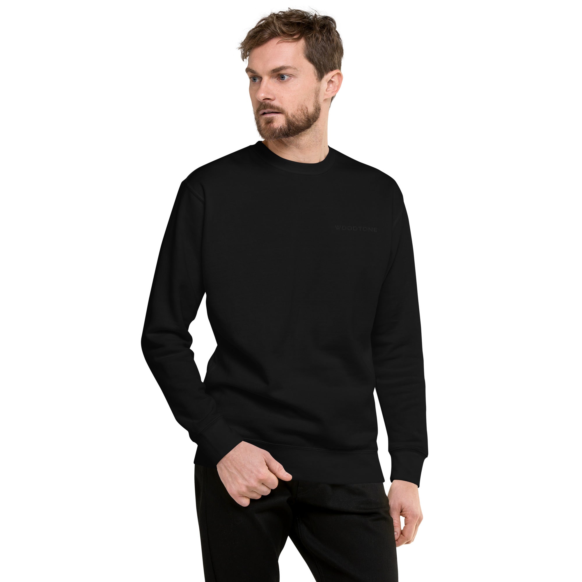 Woodtone Black Embroidered Logo - Unisex Crewneck Sweatshirt
